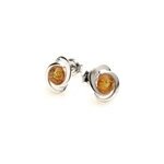 Boucle d'oreille moderne argent ambre