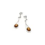 Boucle d'oreille moderne argent ambre
