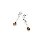 Boucle d'oreille moderne argent ambre