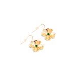 Boucles d'oreilles pendantes en acier inoxydable dor� motif tr�fle et strass