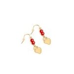 Boucles d'oreilles pendantes c ur ex - voto billes de verre et acier inoxydable