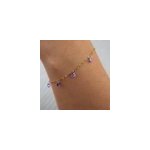 Bracelet avec breloques en zirconium - acier inoxydable couleur cristal violet