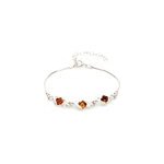 Bracelet romantique argent ambre cognac