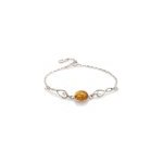 Bracelet romantique argent ambre cognac