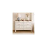 Brix commode 6 tiroirs blanc rainur� et bois 120cm