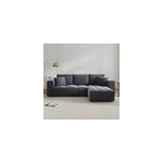 Brighton canap� d'angle convertible 4 places avec coffre en velours gris anthrac