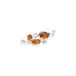Broche argent ambre cognac