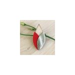 Broche en bois et cuir tulipe rouge