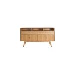 Buffet en bois clair 4 portes 2 tiroirs l160 cm nordeco