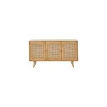 Buffet en bois manguier et cannage rotin 3 portes l145 cm laka