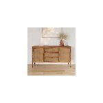 Buffet en cannage et bois 2 portes 3 tiroirs - tiki