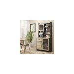 Buffet haut 3 portes 3 �tag�res tiroir 5 niches aspect ch�ne clair noir