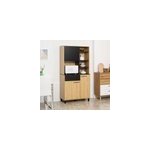 Buffet haut 3 portes tiroir 5 niches bicolore bois clair noir