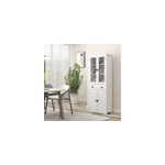 Buffet haut 4 portes 3 �tag�res tiroir verre tremp� mdf blanc
