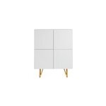 Buffet haut grav� blanc mat et m�tal dor� 4 portes l86 cm ozen