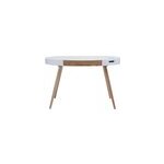 Bureau connect multimdia verre blanc et bois clair l120 cm handy