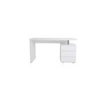 Bureau avec rangements 3 tiroirs blanc laqu brillant l140 cm calix