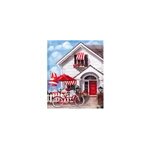 Cadre 50x60 design v�lo vintage et maison de plage.