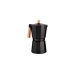 Cafeti�re en aluminium 12 tasses noire avec poign�e en bois