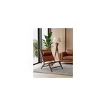 California - fauteuil lounge dossier haut en teck et cuir marron