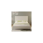Cambridge lit bouclette 160x200cm beige avec tte de lit et sommier