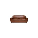 Canap 3 places cuir marron et bois noir club