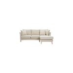 Canap� d'angle droit d�houssable 4 places en tissu beige et bois clair oslo