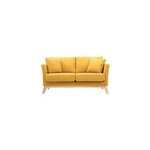 Canap� d�houssable 2 places en tissu effet velours jaune moutarde oslo