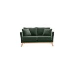 Canap� d�houssable 2 places en tissu effet velours vert kaki et bois clair oslo