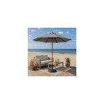 Cancun parasol en bois inclinable rond toile grise