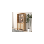Cange vaisselier avec 3 tagres et 2 portes en cannage