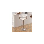 Chaise de bar rglable 59 81 cm en cuir synthtique blanc - basile