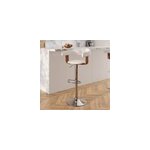 Chaise de bar rglable 62 84 cm en cuir synthtique blanc - harold