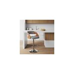 Chaise de bar r�glable 62 - 84 cm en tissu gris clair - louis