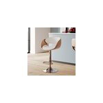Chaise de bar r�glable en cuir synth�tique blanc 62, 5 83, 5 cm - adelmar