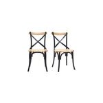Chaises bistrot bois clair massif et mtal noir (lot de 2) jake