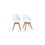Chaises blanc et bois clair massif (lot de 2) pauline