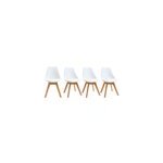 Chaises blanc et bois clair massif (lot de 4) pauline