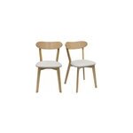 Chaises en bois clair ch�ne et tissu beige (lot de 2) dove