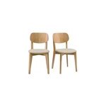 Chaises en bois clair ch�ne et tissu beige (lot de 2) lucia