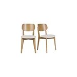 Chaises en bois clair ch�ne et tissu effet laine boucl�e blanc (lot de 2) lucia