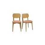 Chaises en bois clair ch�ne et tissu effet velours terracotta (lot de 2) lucia