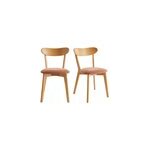 Chaises en bois clair ch�ne et tissu effet velours terre br�l�e (lot de 2) dove