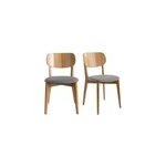 Chaises en bois clair chne et tissu gris clair (lot de 2) lucia