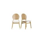 Chaises en bois clair et tissu effet laine boucl�e blanc (lot de 2) elton