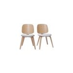Chaises en bois clair et tissu gris clair (lot de 2) beck