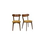 Chaises bois fonc� ch�ne et tissu effet velours jaune moutarde (lot de 2) dove
