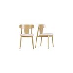Chaises en bois et tissu effet laine boucle blanc cass (lot de 2) louisa