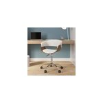 Chaise de bureau pivotante en bois et pu blanc - basile