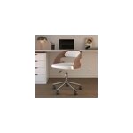 Chaise de bureau pivotante en bois et pu blanc - louis